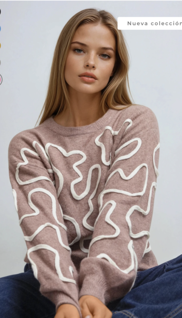 Sweater Rosa con detalles en crudo